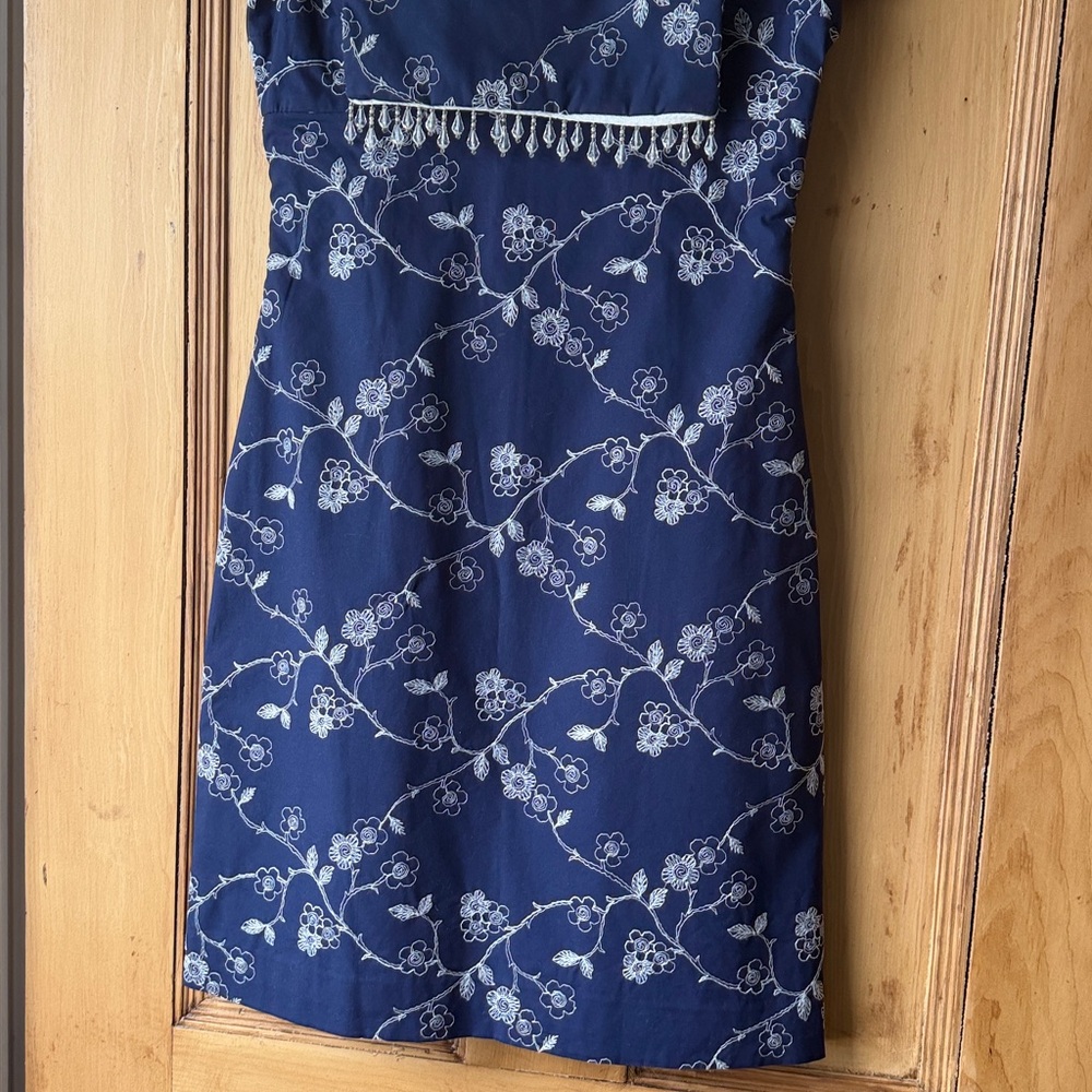 Vintage Tocca Navy Floral Scoop-Neck Mini Dress and matching purse - Picture 4 of 7